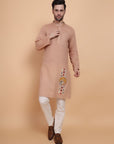 Beige Mirror Work Kurta Set