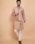 Beige Mirror Work Kurta Set