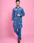 Blue Tie & Dye Men Kurta Set