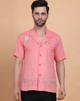 Pink Mirror Work Men Shirt