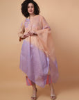 Beige Mirror Work Kurta Set