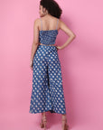 Indigo block printed floral Patch Work  co-ord set.