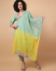 Green Mirror Work Kurta Set