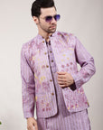 Light Purple ChikanKari Silk  Kurta Set