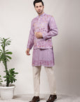 Light Purple ChikanKari Silk  Kurta Set