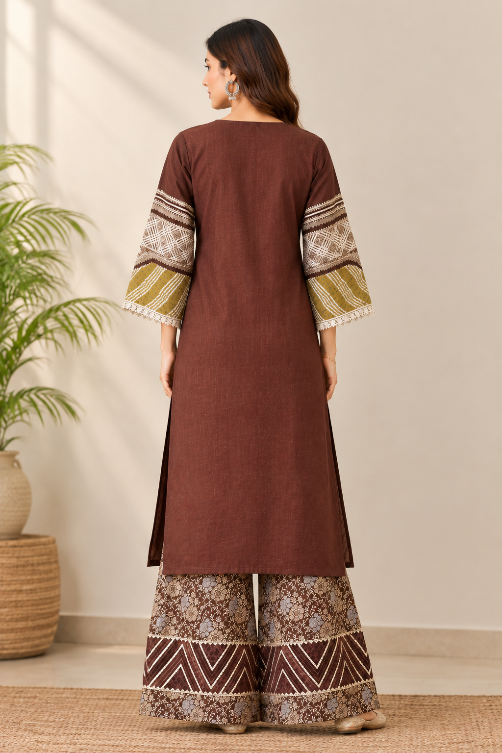 Brown Gotta Banarasi Kurta set