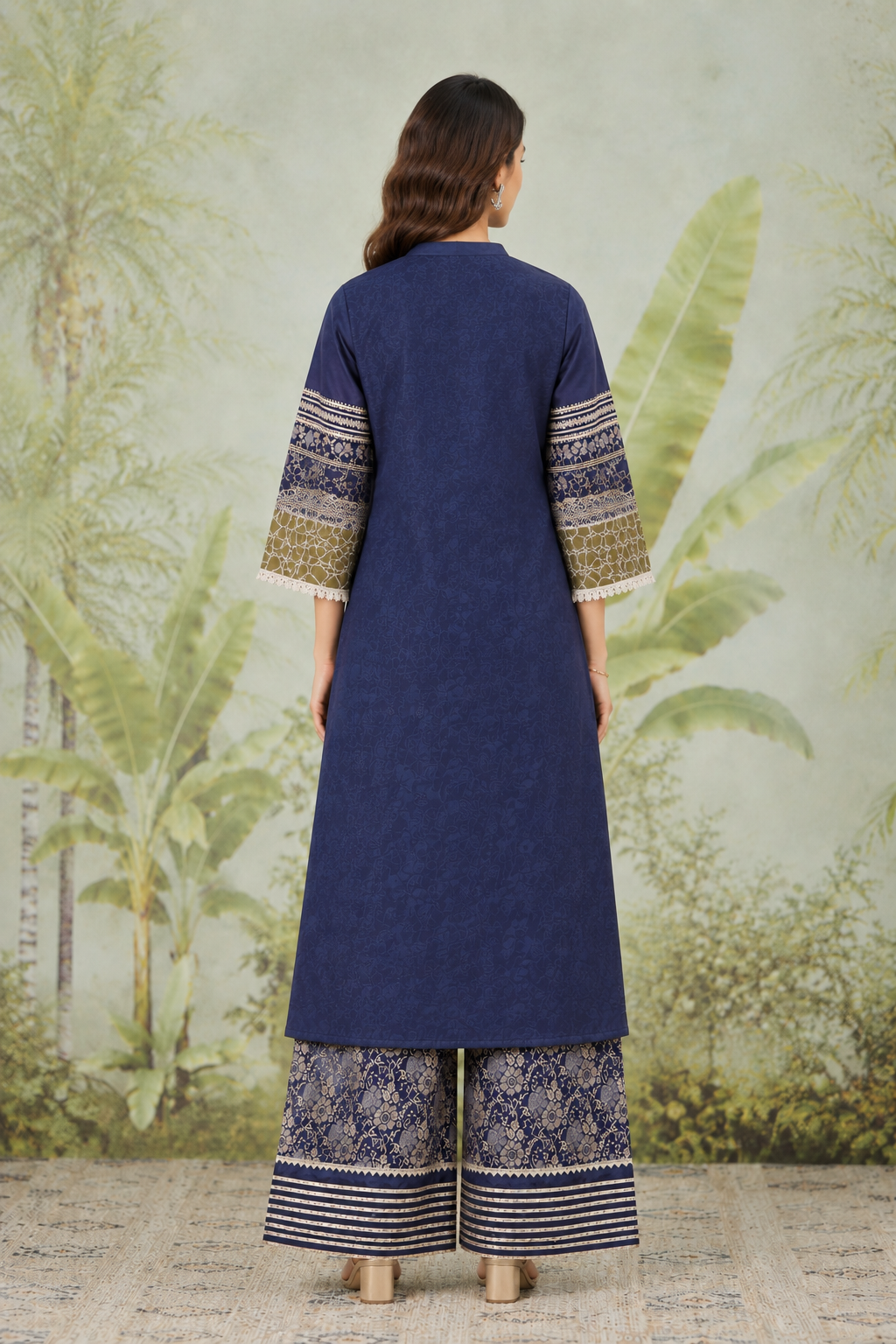 Navy Gotta Banarasi Kurta set