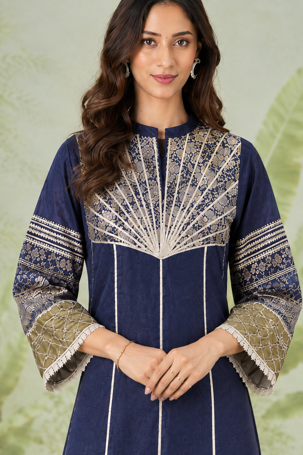 Navy Gotta Banarasi Kurta set