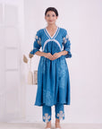 Blue Tie-Dye Women Kurta Set