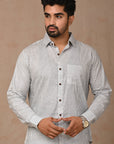 White Stripes Hand Block Cotton Men Shirt