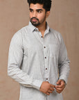 White Stripes Hand Block Cotton Men Shirt