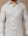 White Stripes Hand Block Cotton Men Shirt