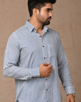 Light Blue Hand Block Cotton Men Shirt