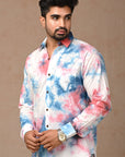 White Hand Block Cotton Men Shirt