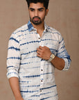 Blue Hand Block Cotton Men Shirt