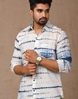 Blue Hand Block Cotton Men Shirt