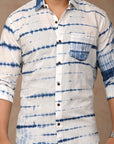 Blue Hand Block Cotton Men Shirt