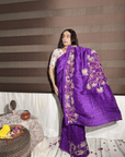 Purple Aari Zardozi Work Women Saree