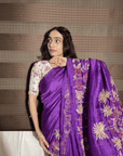 Purple Aari Zardozi Work Women Saree