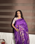 Purple Aari Zardozi Work Women Saree