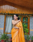 Orange Chanderi Silk Saree