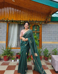 Green Aari Zardozi Embroidered Saree With Blouse