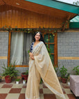 Gold Pure Chanderi Women shimmer Saree