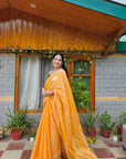 Orange Chanderi Silk Saree