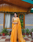 Orange Chanderi Silk Saree