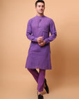 Aari Zardozi & Patch Work Men Kurta Set  - Purple