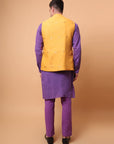 Aari Zardozi & Patch Work Men Kurta Set  - Purple