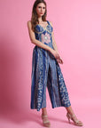 Blue Indigo Block Print Jumpsuit