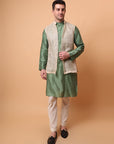 Muqaish Work Men Kurta Set  - Green