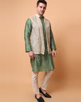 Muqaish Work Men Kurta Set  - Green