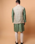 Muqaish Work Men Kurta Set  - Green