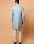 Muqaish Work Men Kurta Set  -Sky Blue