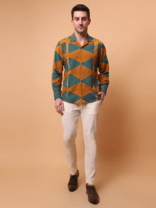 Clamp Dyed Men Shirt  - Green