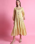 Stripes Chanderi Dress - Yellow