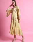 Stripes Chanderi Dress - Yellow