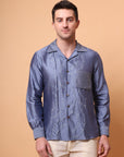 Kantha Work Men Shirt  - Blue