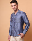 Kantha Work Men Shirt  - Blue