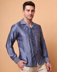 Kantha Work Men Shirt  - Blue