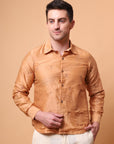 Muqaish Work Men Shirt  -Beige