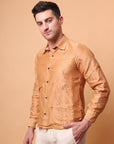 Muqaish Work Men Shirt  -Beige