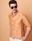 Muqaish Work Men Shirt  -Beige