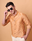 Muqaish Work Men Shirt  -Beige