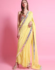 Yellow Mirror Work Saree