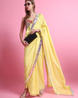 Yellow Mirror Work Saree