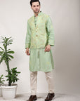 Green ChikanKari Silk Kurta Set