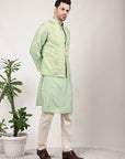 Green ChikanKari Silk Kurta Set